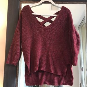 Express Burgundy cross back sweater.